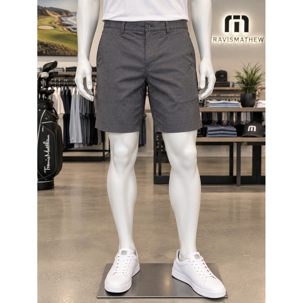 TravisMathew Grommet Gray Plaid Performance Golf Shorts Men's 34